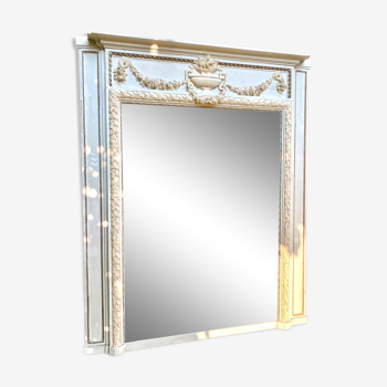 Old wooden overmantel mirror 156x130cm