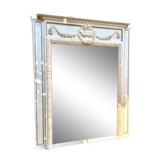 Old wooden overmantel mirror 156x130cm