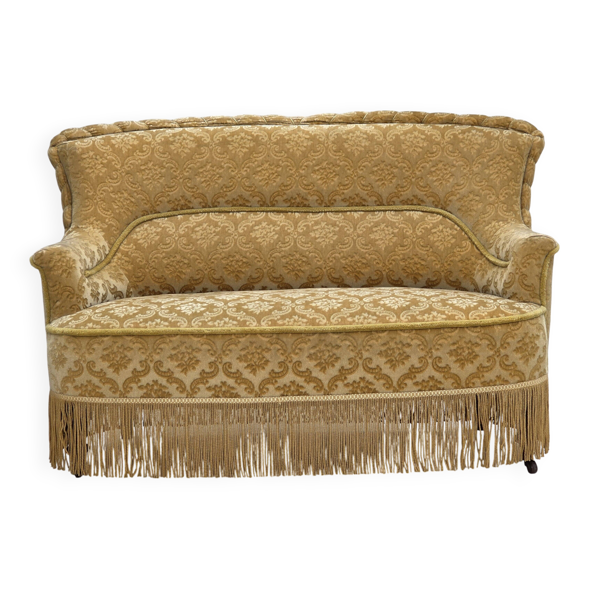 1950s, Danish 2-seater sofa, green/honing furniture velour.