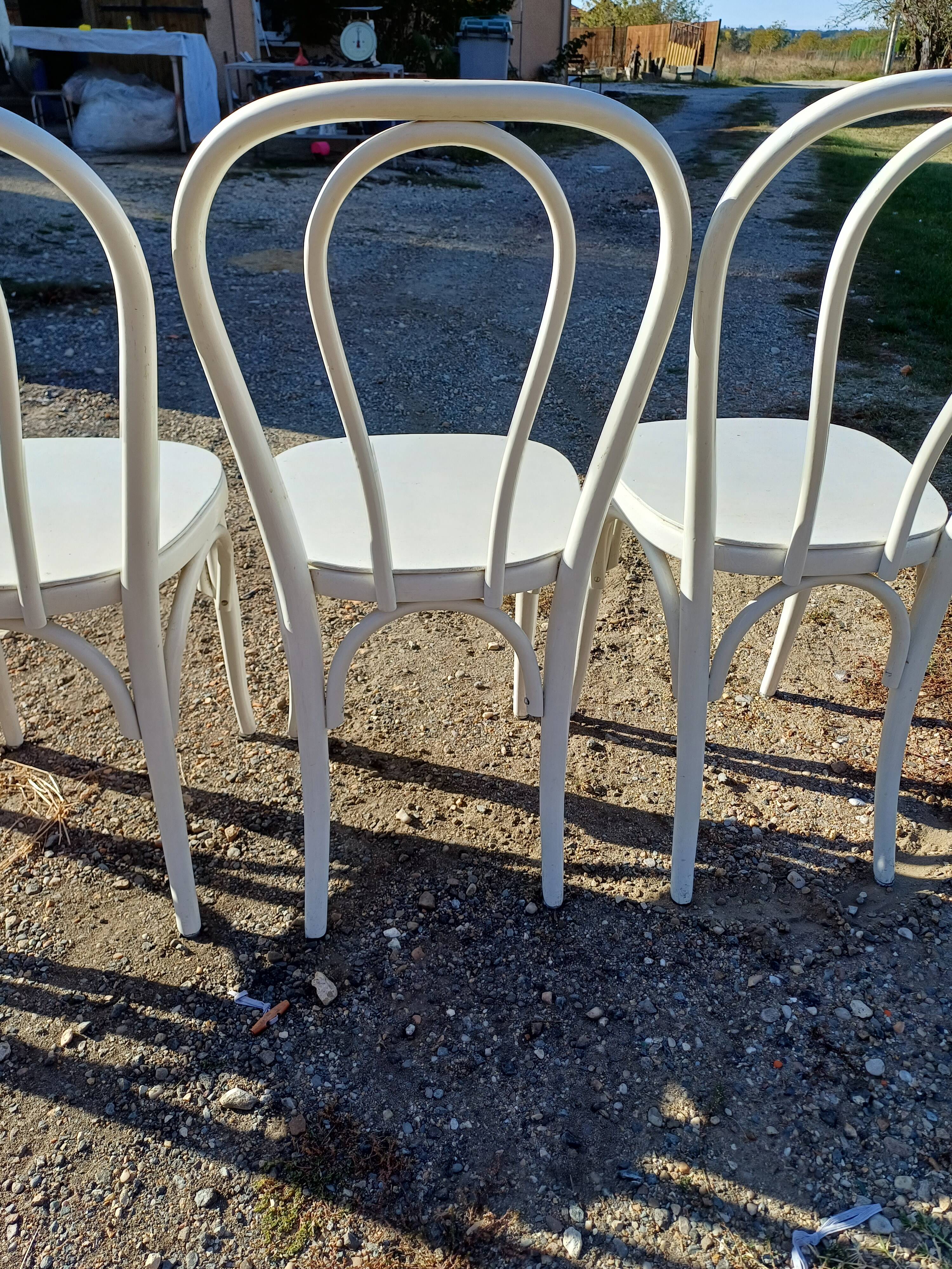 4 Thonet Bistro Chairs Limed Wood White