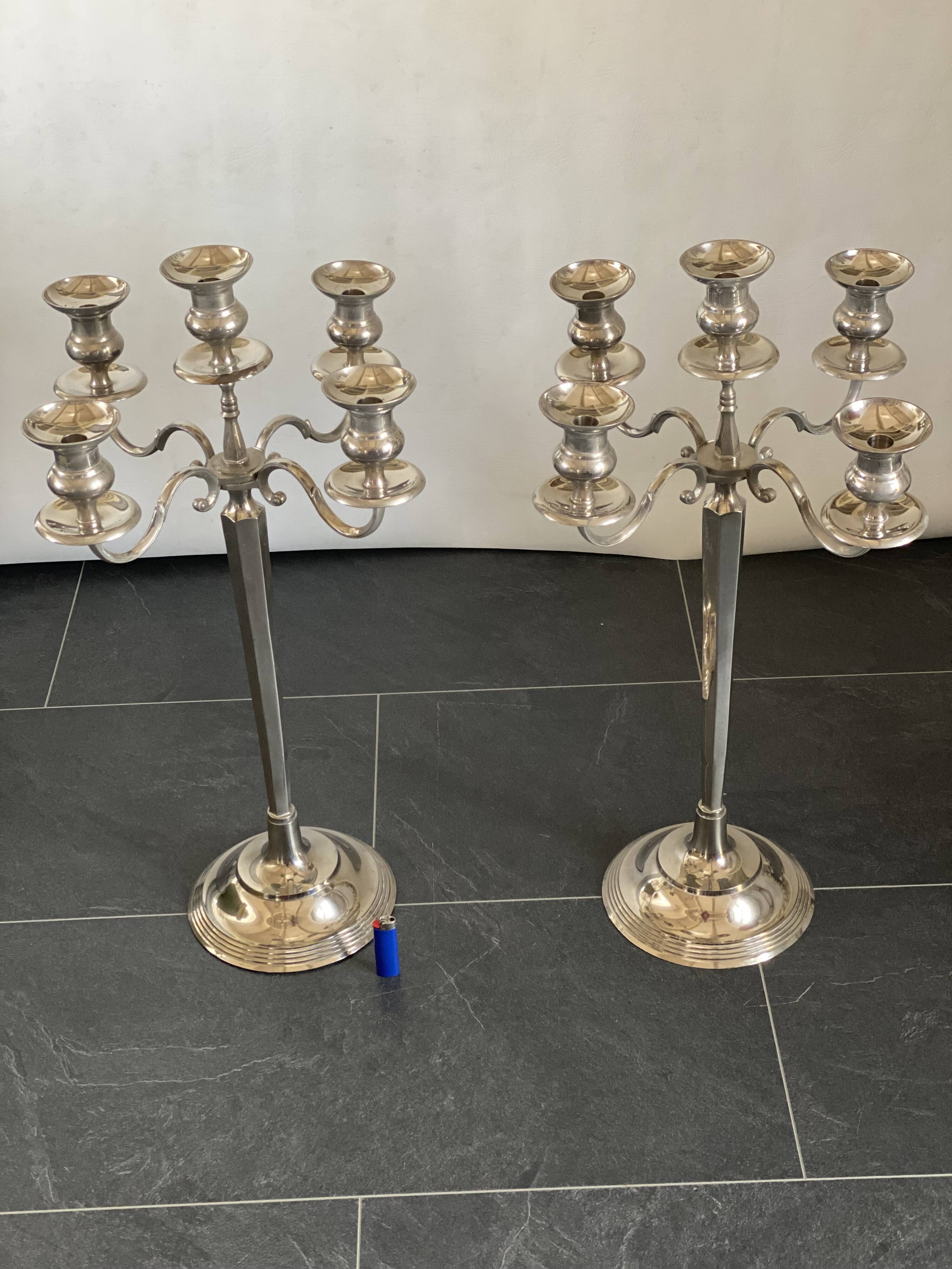 Pair of extra large floor metal candelabras