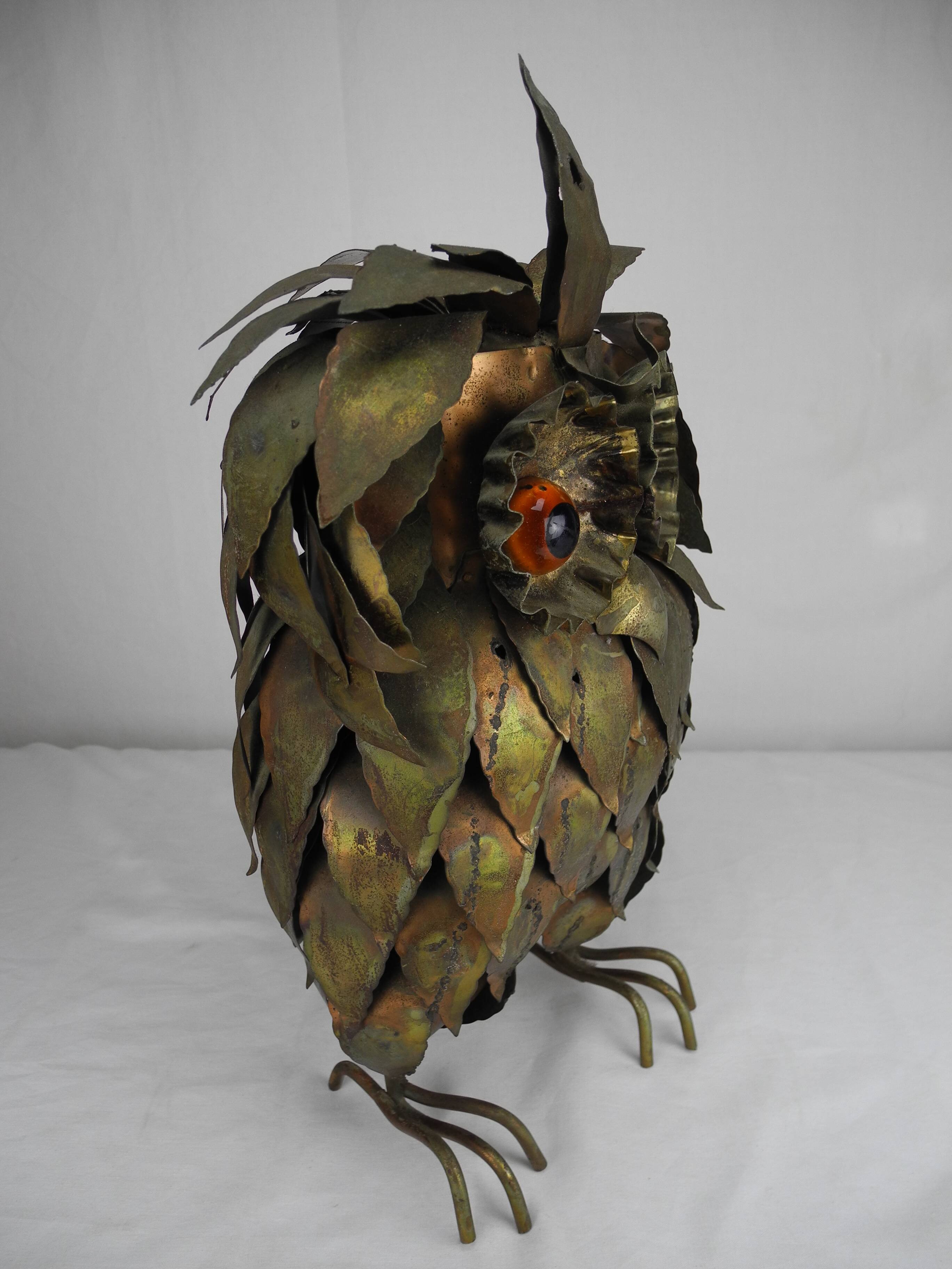 Brass owl sculpture vintage decoration brass owl statue