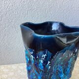 Vase fat lava Vallauris blue sea foam