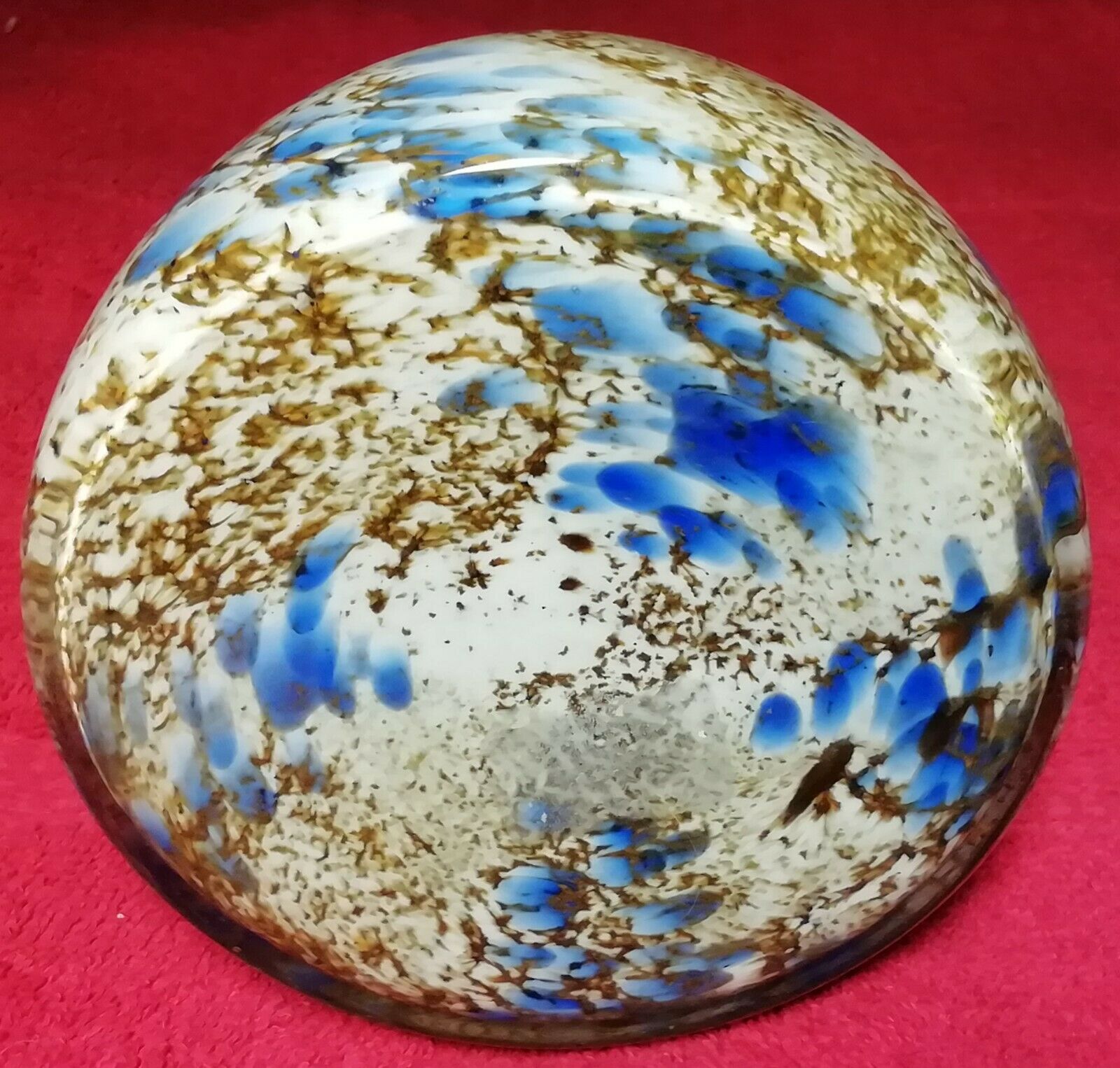 Former Clichy multilayer white blue blown glass pitcher