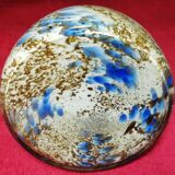 Ancien pichet verre soufflé Clichy multicouches bleu blanc
