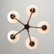 Vintage Italian Brass and Opaline Chandelier in Copper Color, 70s