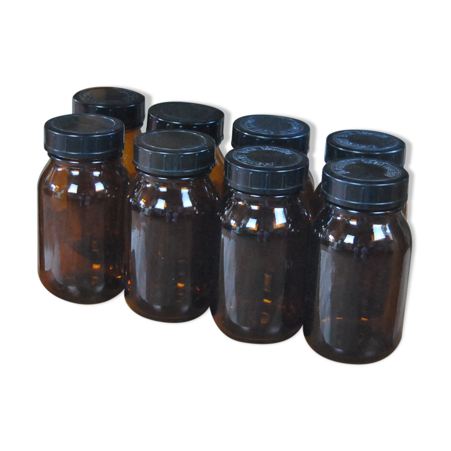 Tea jars made of smoked glass amber