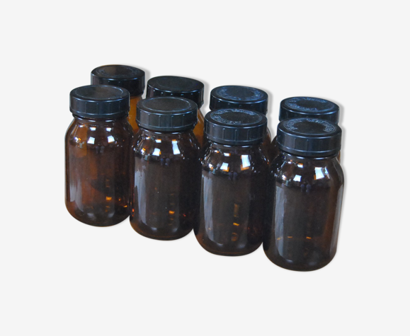 Tea jars made of smoked glass amber