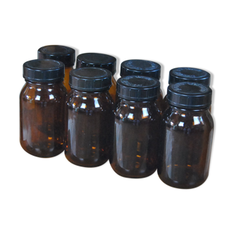 Tea jars made of smoked glass amber