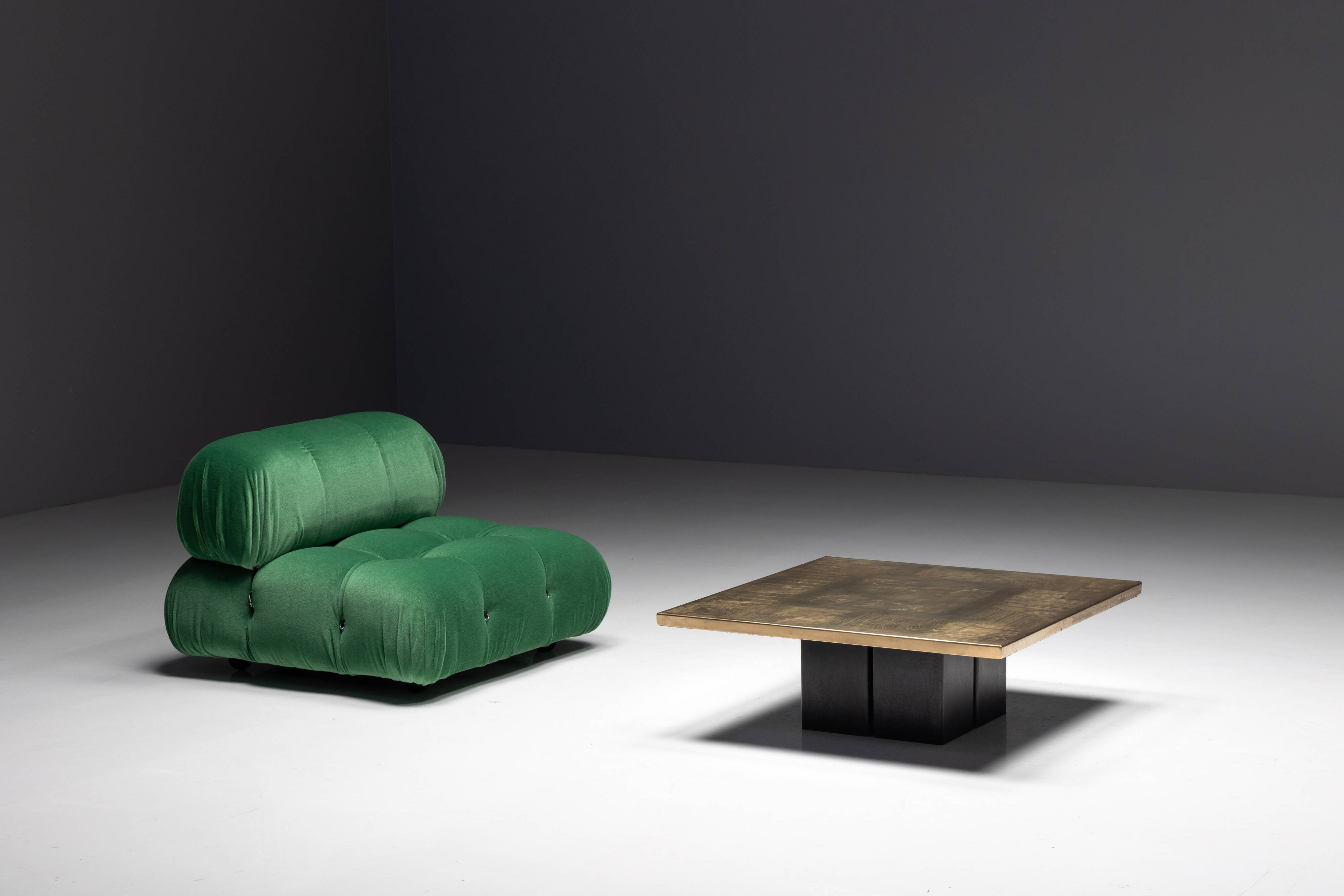 Brass Etched Coffee Table by Christian Heckscher, Belgium, 1970s