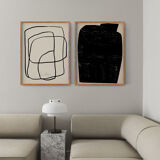 Pair of giclee prints. Abstract wall art set of two, 50x70