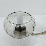 See Delmas chandelier, 3 arms, black and gold, clear glass, 1960