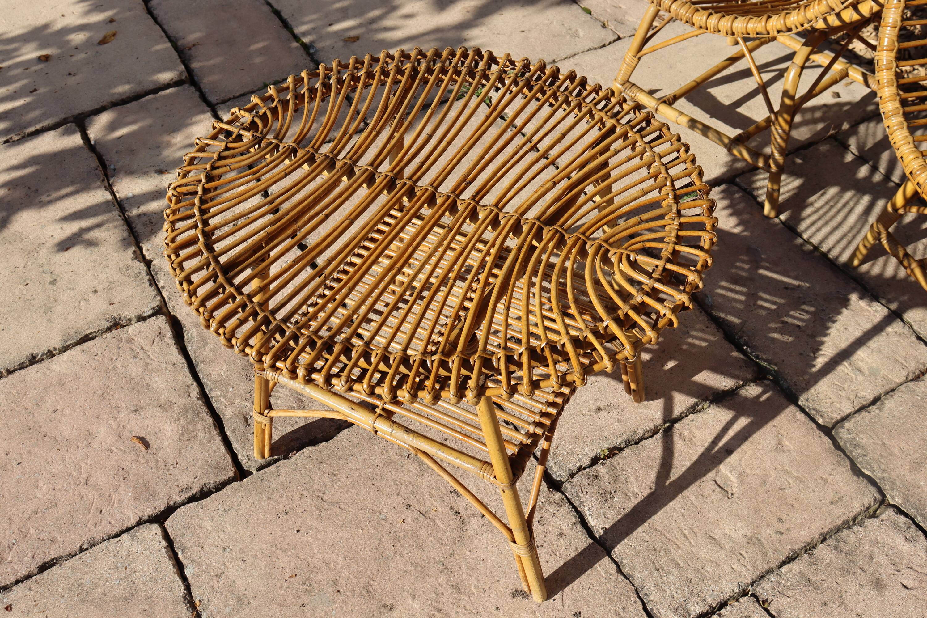 rattan and bamboo lounge set, Italy, 1960s, attributed to Franco Albini