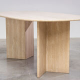 1970 oval architectural travertine dining table
