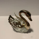 Crystal salt cellar / silver in the shape of a swan