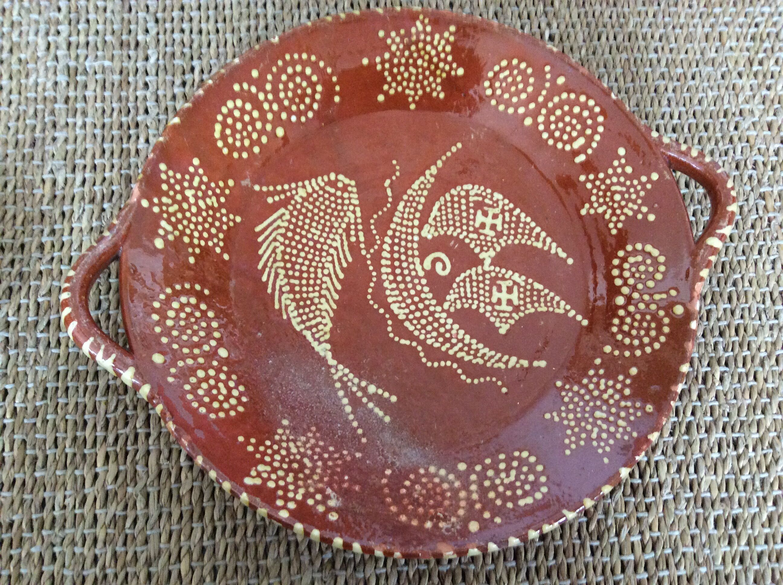 5 flat plates in glazed terracotta