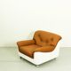 Fauteuil lounge Space Age en fibre de verre et cuir cognac, années 1970