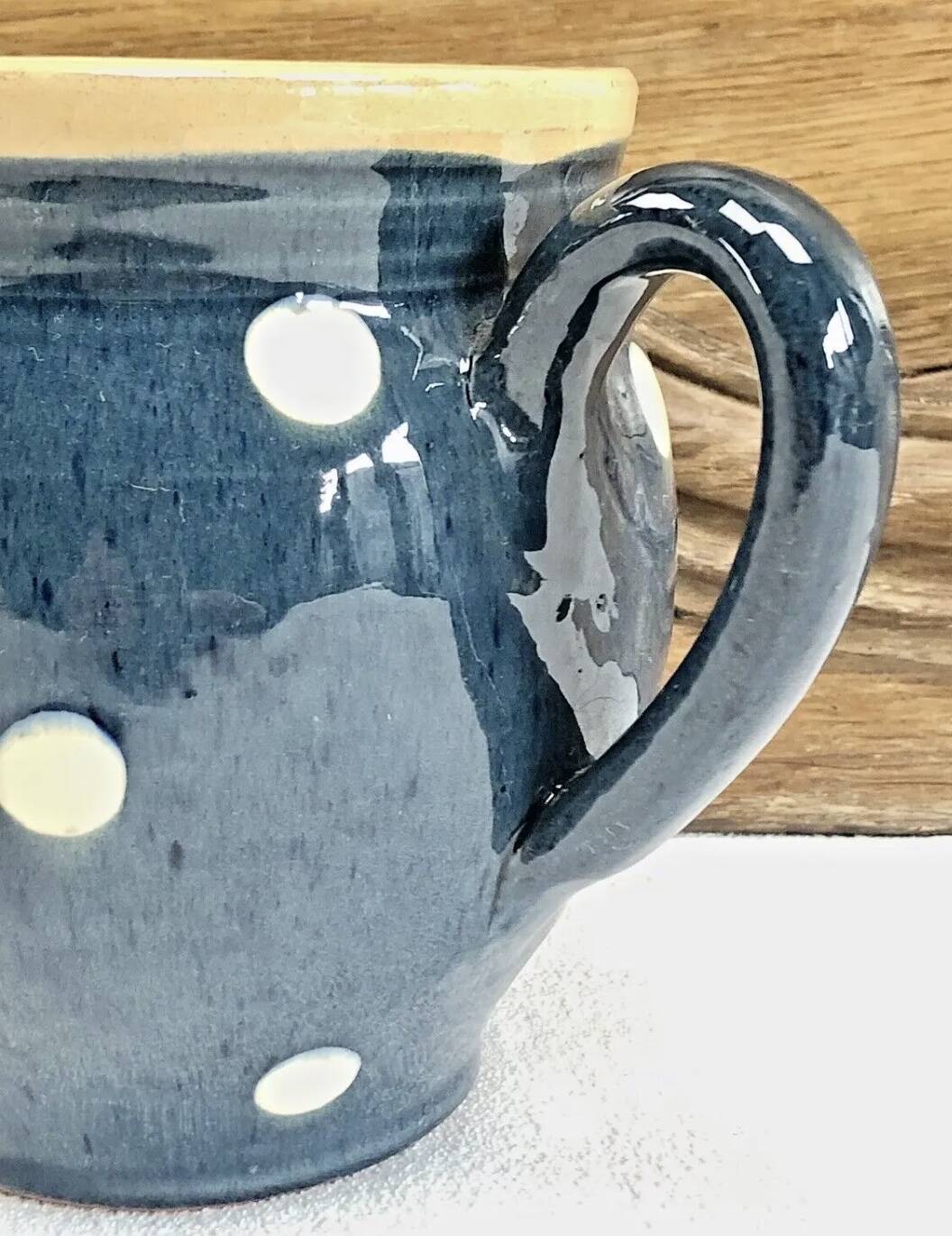 Blue Savoyard pitcher with polka dots