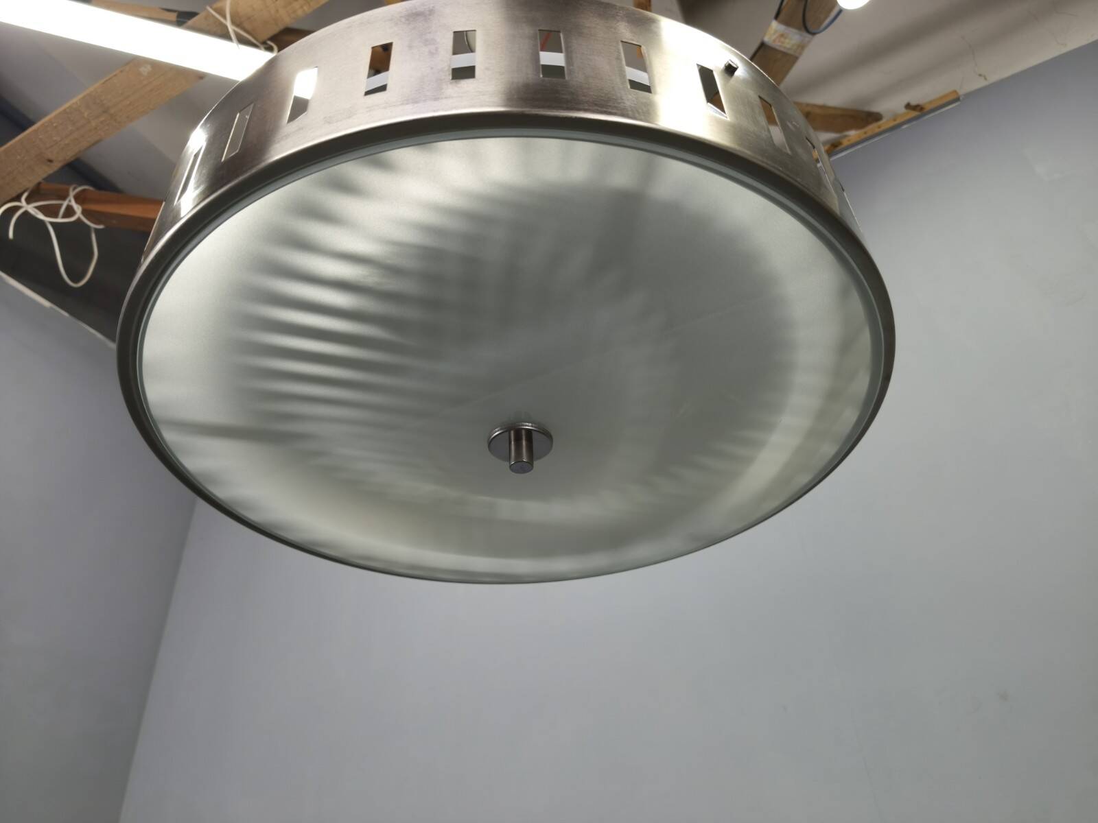 Space Age UFO Chandelier, Metal and Glass, Czechoslovakia 1970s