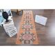 Tapis couloir vintage turc Oushak fait à la main en laine et coton orange 75x330