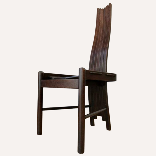 Chaise De Renaissance En Chêne De Forme Organique Courbe À La Vapeur, Années 1960 - Années 1970