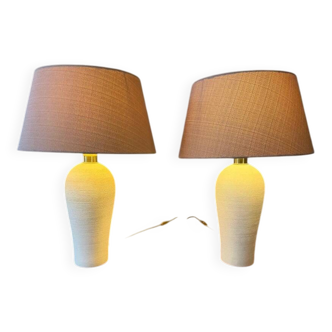 Paire de lampes de table en céramique crème – style danois moderne scandinave