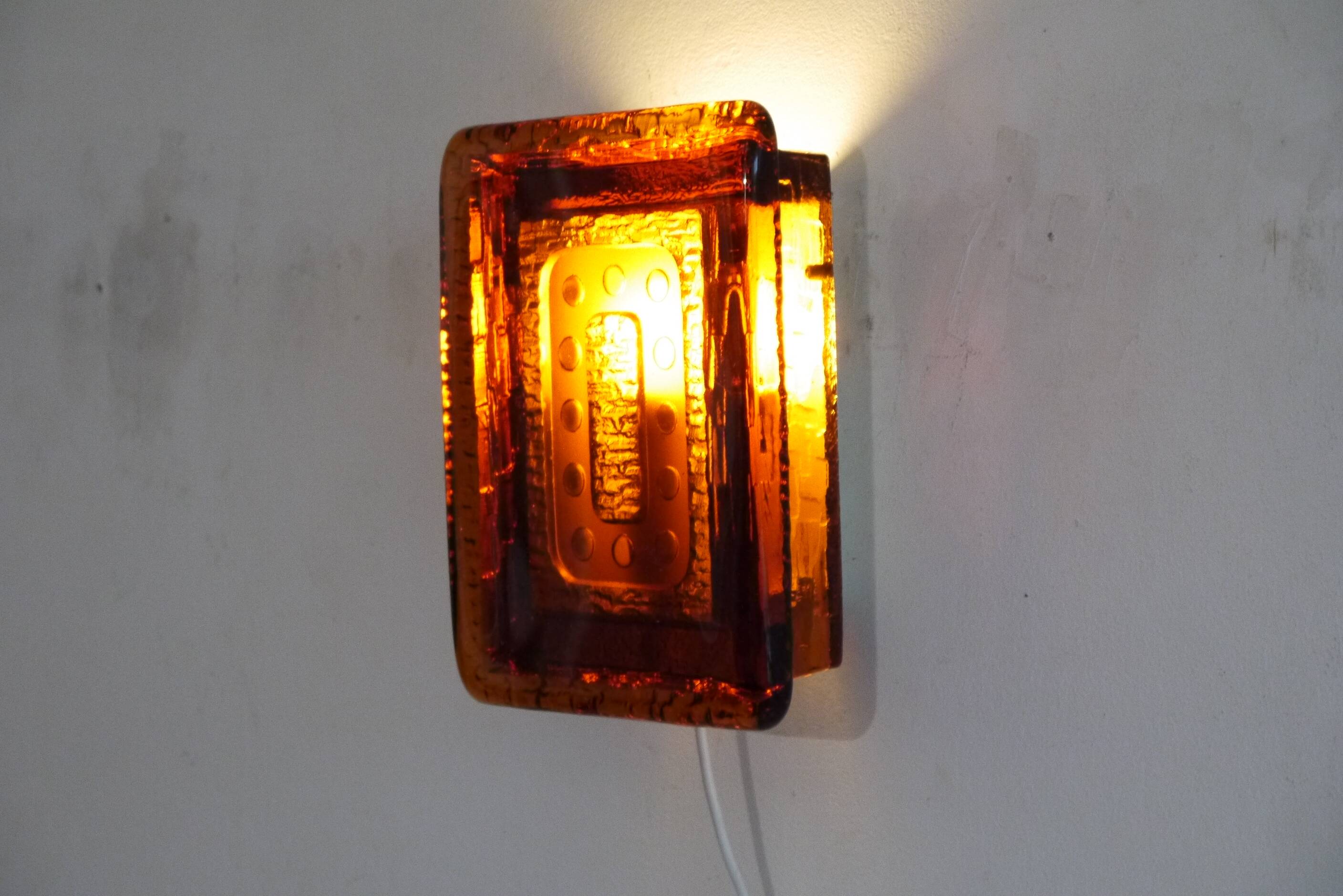 Swedish glass wall light 1970