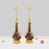 Pair of lamps in porcelain and bronze circa 1880