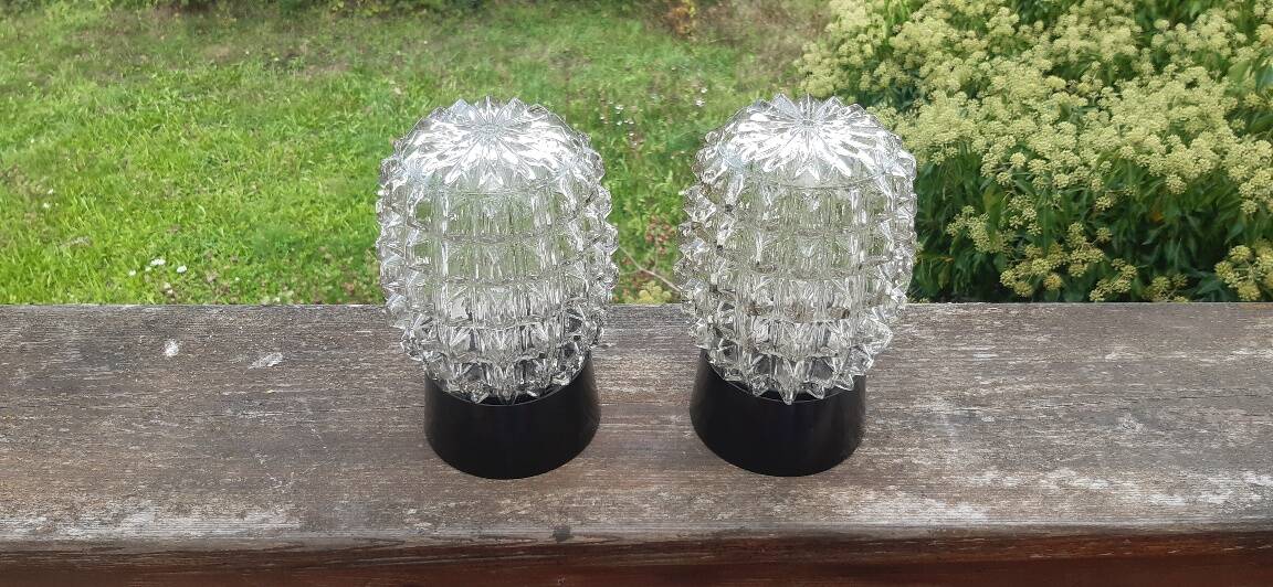 Set of 2 chiseled glass wall lights by RZB Leuchten