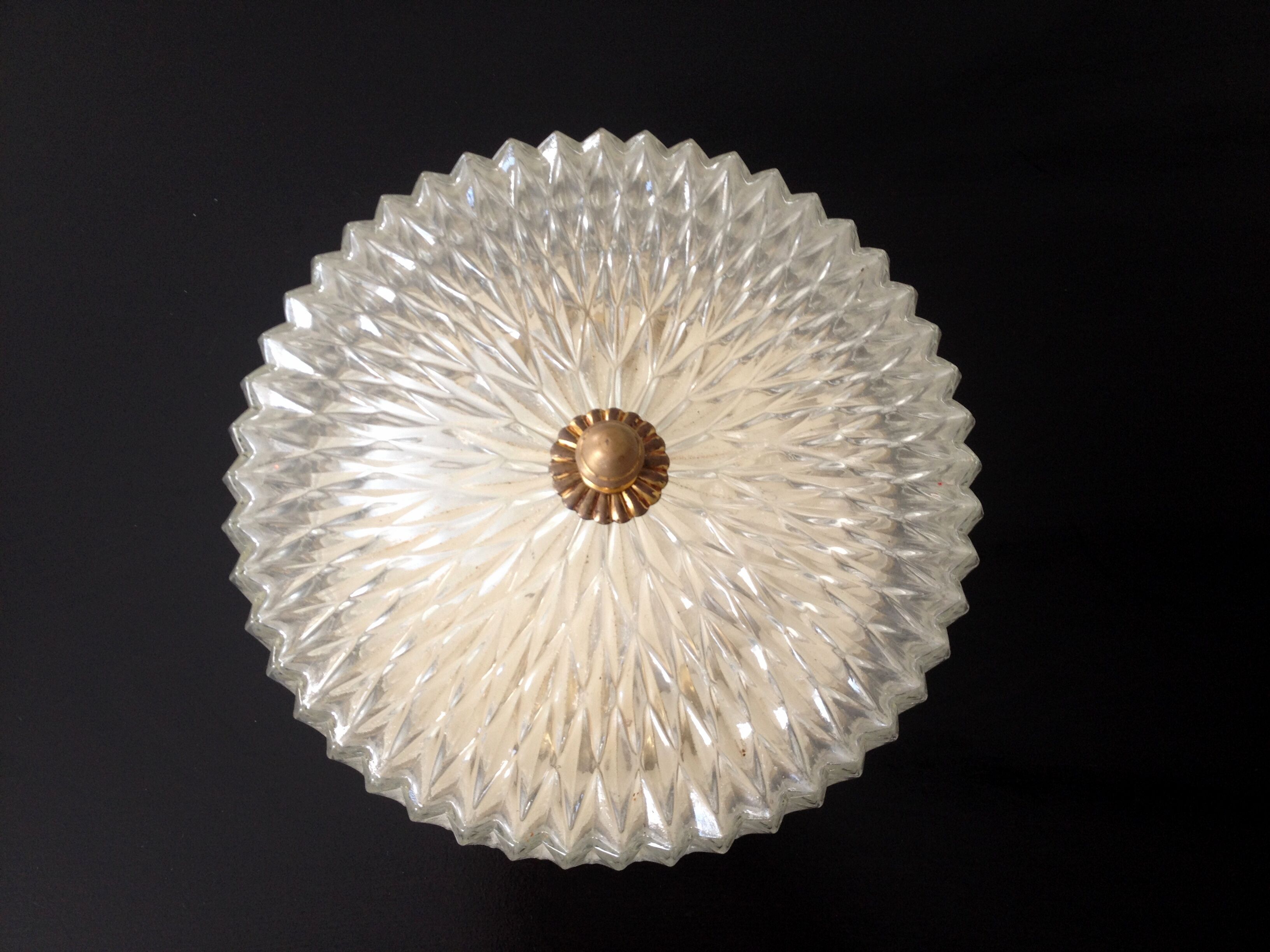 Glass and brass ceiling lamp