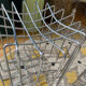 Set of 2 Vintage mid-century chrome wire poufs stools