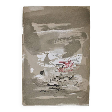 ZAO Wou-Ki : Coucher du soleil, Gravure sur bois