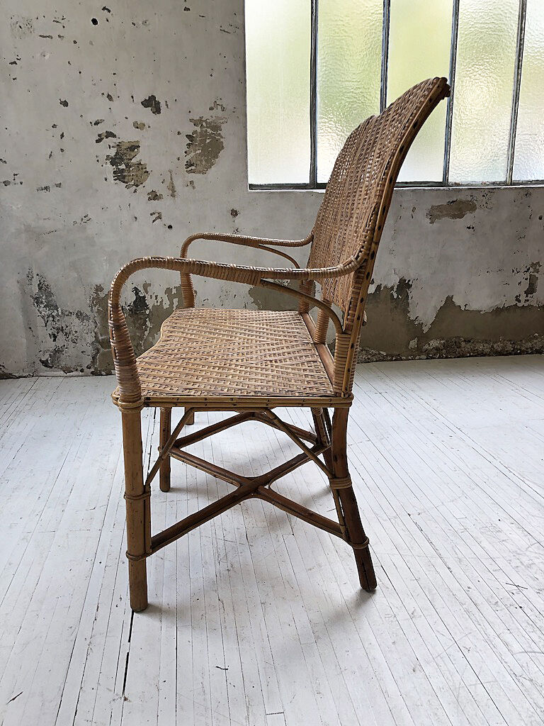 Old wicker and rattan bench