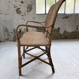 Old wicker and rattan bench