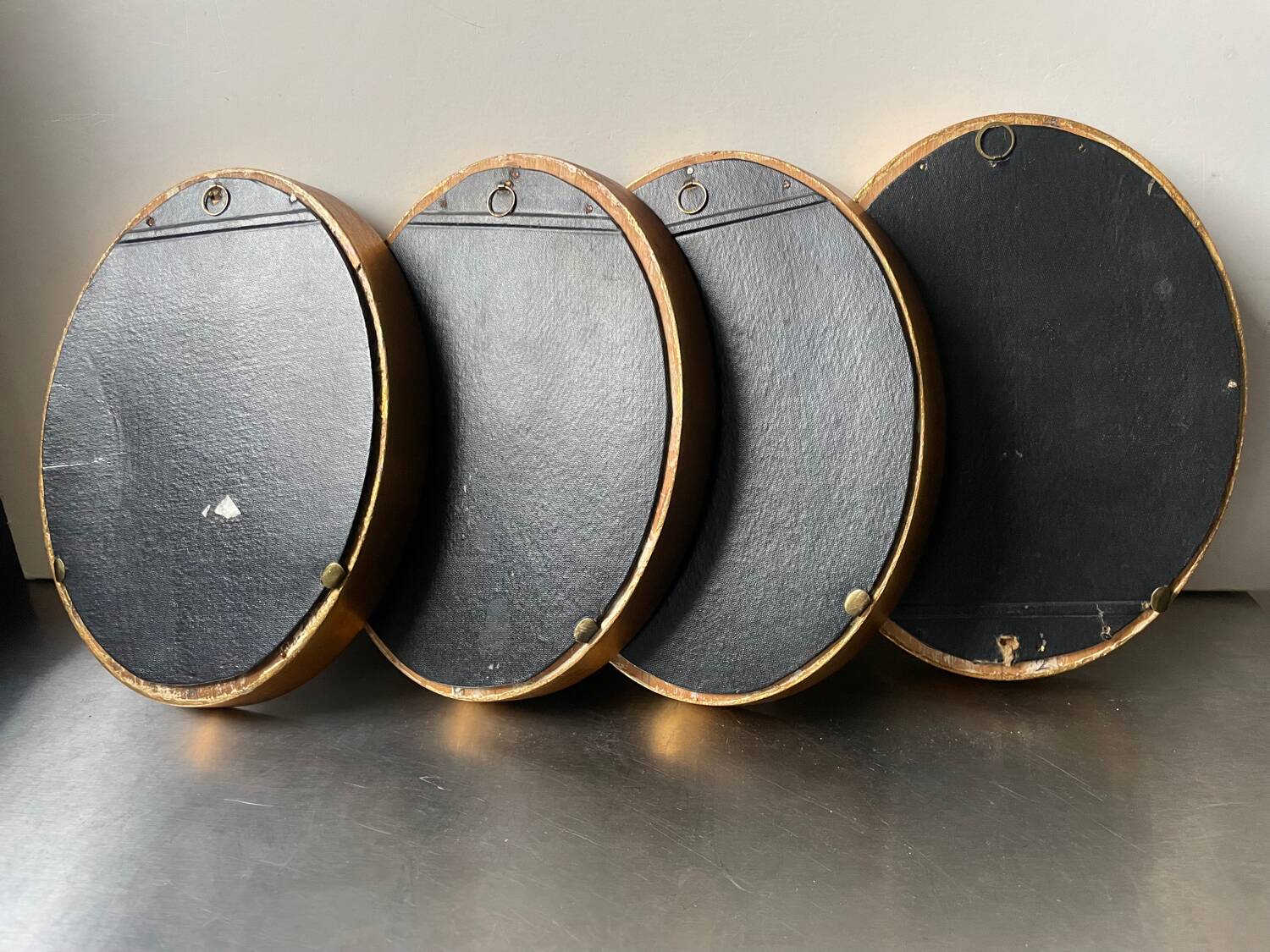 Lot of 4 Antique Oval Gilded Frames  CONVEX glass , each frame 19.5 cm x 15.5 cm