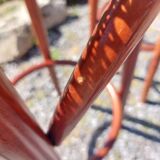 3 wooden and cane bar stools
