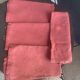 Set of 4 monogrammed BD napkins, rust, damask cotton and linen.