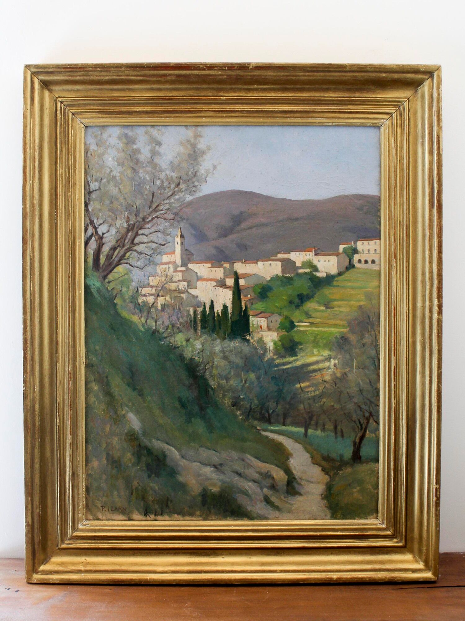 Oil on canvas The Village of Tales by Paul Izarn 1934