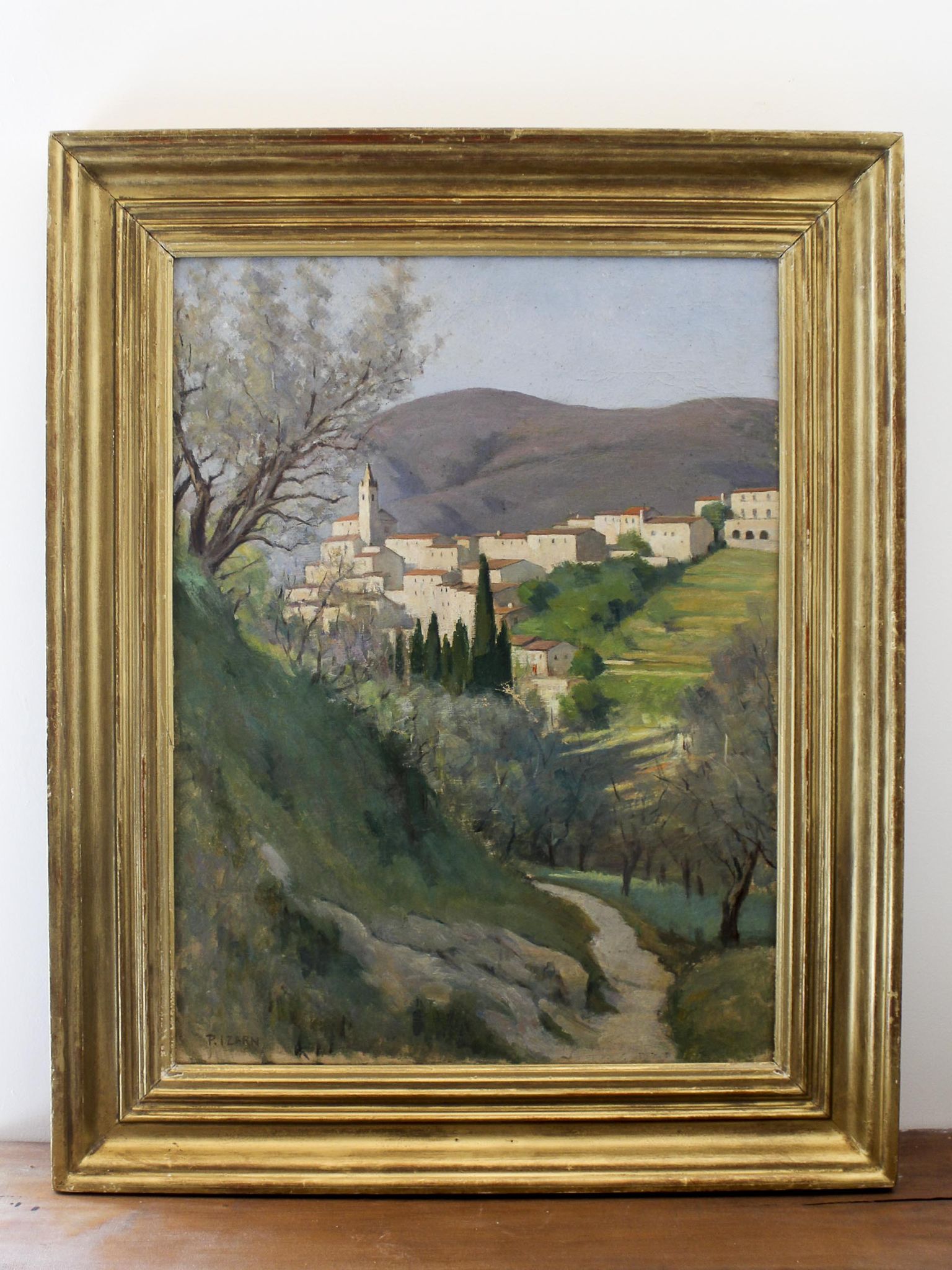 Oil on canvas The Village of Tales by Paul Izarn 1934