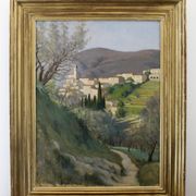 Oil on canvas The Village of Tales by Paul Izarn 1934