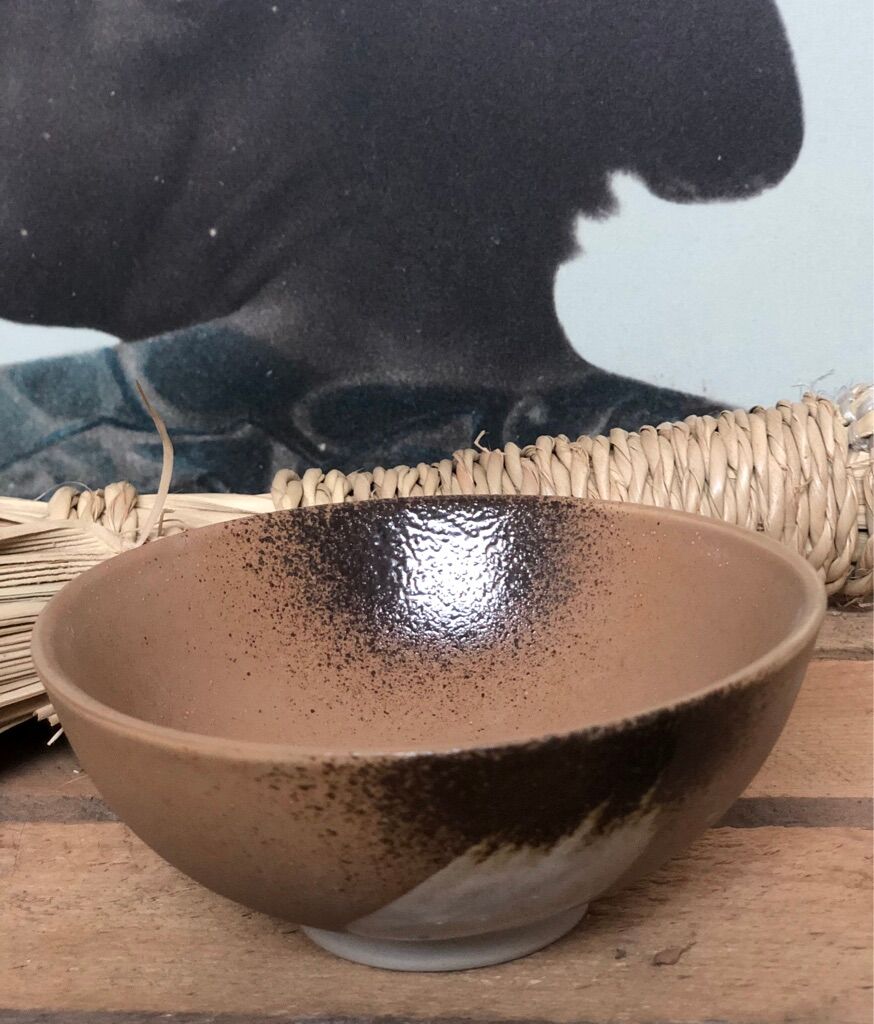 Trio ceramic style bowls brown earth