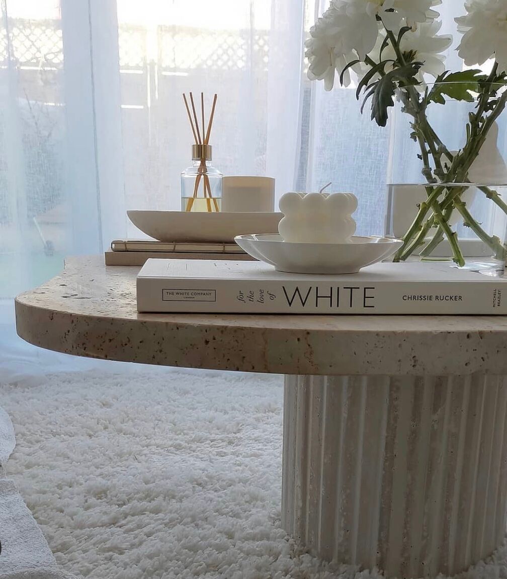 Athena irregular coffee table natural travertine 70x70