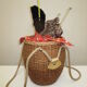 Vintage rattan basket for knitting and work