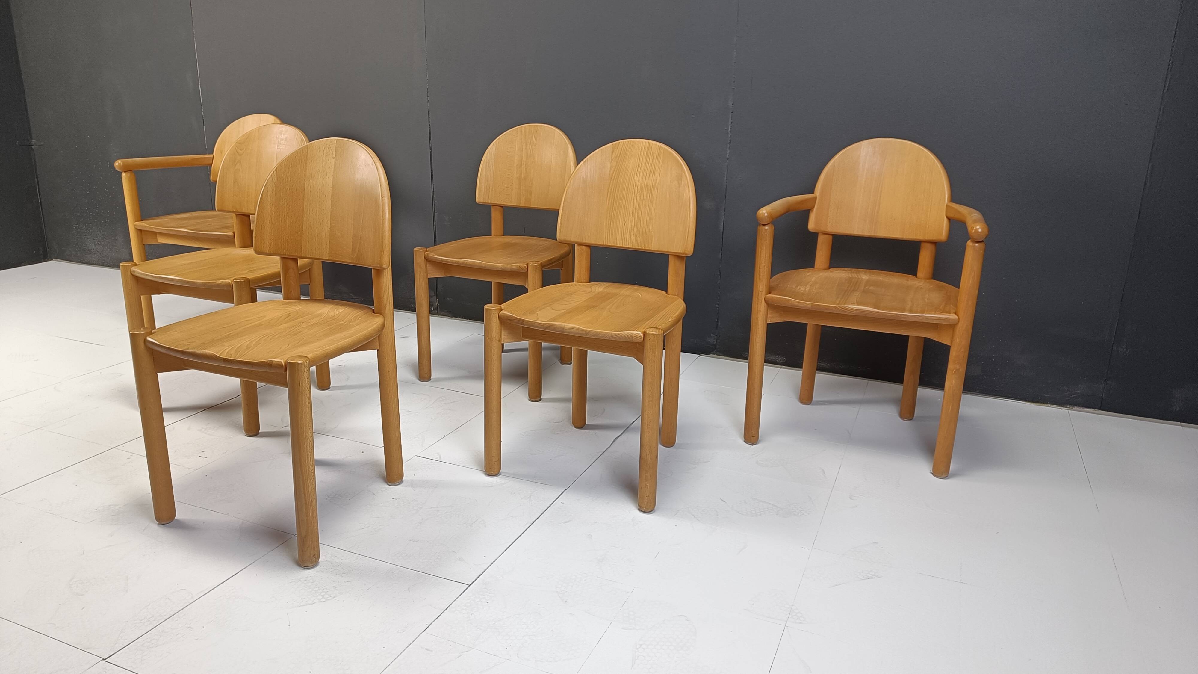 Rainer Daumiller pine wood dining chairs for Hirtshals Savvaerk set of 6, 1