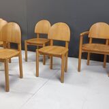 Rainer Daumiller pine wood dining chairs for Hirtshals Savvaerk set of 6, 1