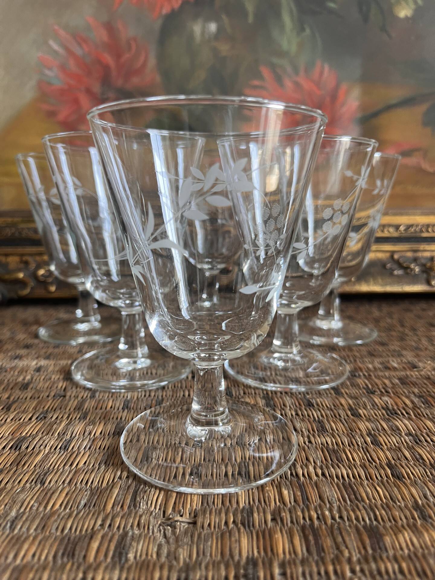 Set of 6 engraved glasses