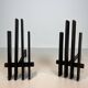 Pair of Modernist Steel Andirons with Vertical Bar Supports
