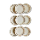 Lots of 9 white hollow plates - golden poreylor the amandinoise france