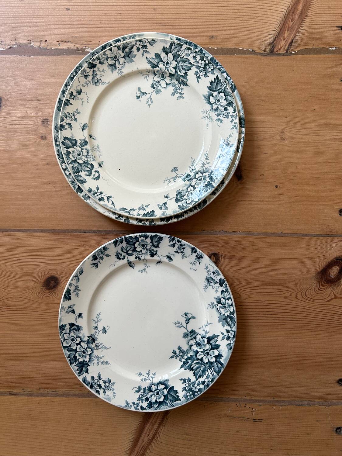 Series of 3 old flat plates “Terre de Fer”