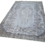 Hand-knotted distressed oriental 1980s 158 cm x 267 cm grey carpet